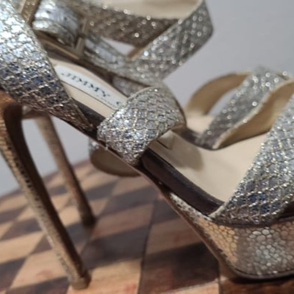 Jimmy Choo  glitter criss cross heels - Picture 3 of 8